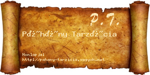 Páhány Tarzícia névjegykártya